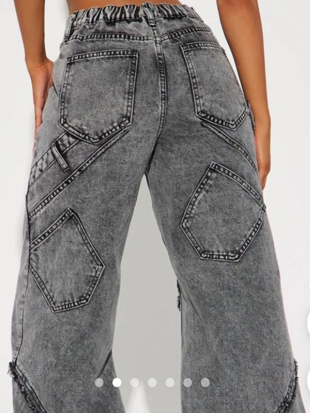 NEW Gray Cargo Jeans With Patch Pockets - Picture 2 of 4